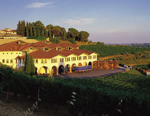 Tuscan villa and wine vineyards