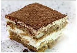 Tiramisu slice showing layers and plating